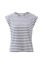 Load image into Gallery viewer, Extended Shoulder Tee|Navy Stripe