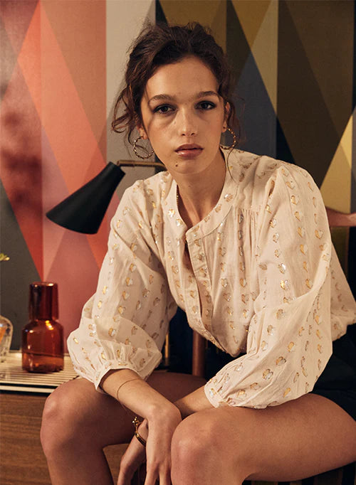 Ines Love Heart Blouse | White/Gold