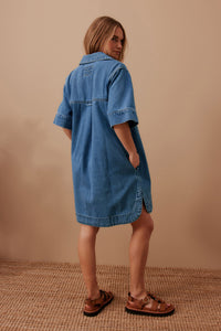 Sammy Relaxed Shirt Dress | Fresh Indigo