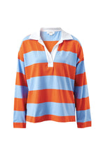 Load image into Gallery viewer, Shelby Slouchy Rugby Top | Blue/Flame Stripe