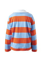 Load image into Gallery viewer, Shelby Slouchy Rugby Top | Blue/Flame Stripe