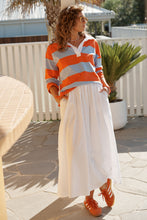 Load image into Gallery viewer, Shelby Slouchy Rugby Top | Blue/Flame Stripe