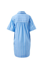 Load image into Gallery viewer, Sara Mini Shirt Dress | Oxford Blue/White Stripe