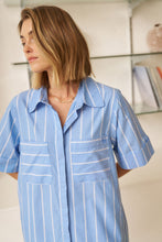 Load image into Gallery viewer, Sara Mini Shirt Dress | Oxford Blue/White Stripe