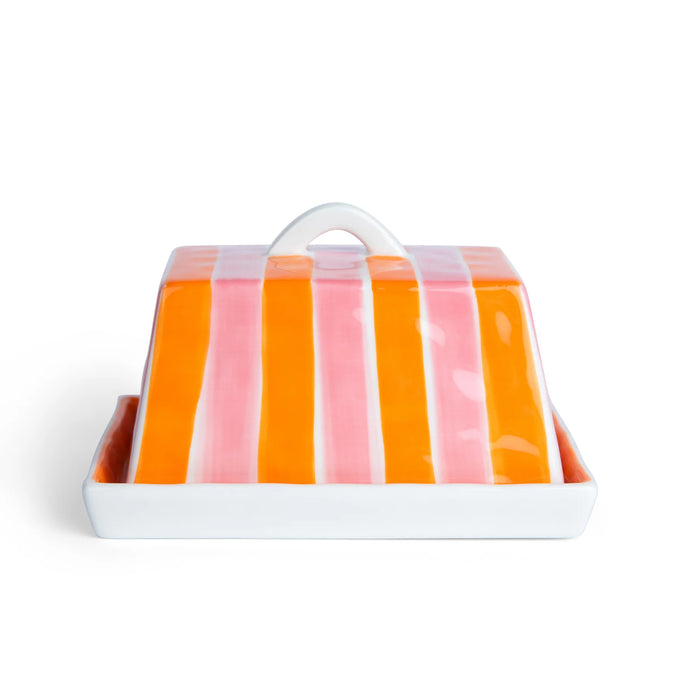 Large Butter Dish | Orange & Pink