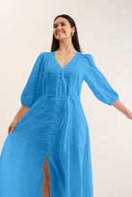 Load image into Gallery viewer, Maya Linen Dress in Cornflower