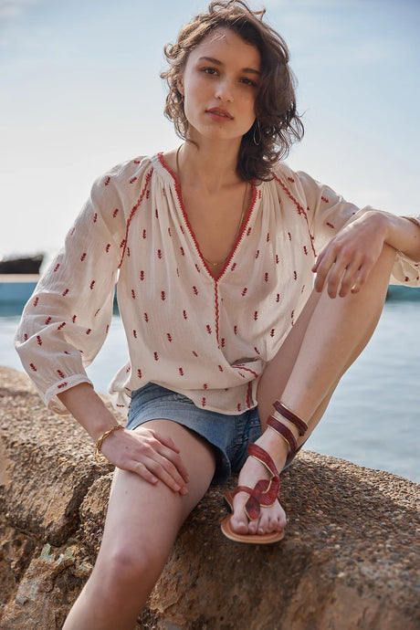 Tulipe blouse - red/ecru