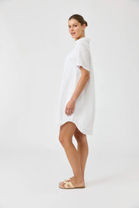 Studio Short Shirt Dress | White