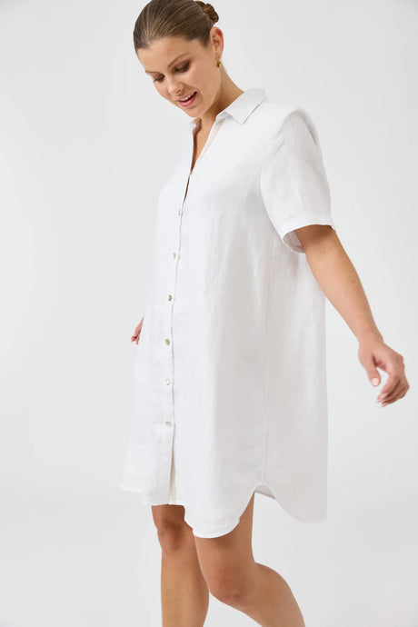 Studio Short Shirt Dress | White