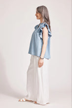 Load image into Gallery viewer, Melenia Denim Frill Top | Denim