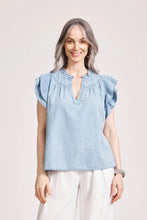 Load image into Gallery viewer, Melenia Denim Frill Top | Denim