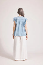 Load image into Gallery viewer, Melenia Denim Frill Top | Denim