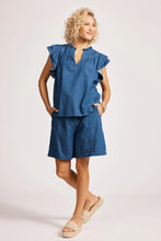 Load image into Gallery viewer, Melenia Denim Frill Top | Indigo