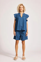 Load image into Gallery viewer, Melenia Denim Frill Top | Indigo