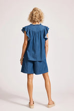 Load image into Gallery viewer, Melenia Denim Frill Top | Indigo