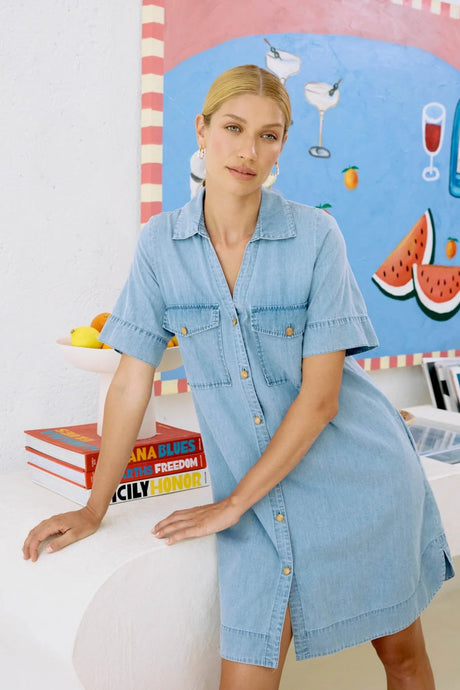 Melenia Denim Shirt Dress | Denim