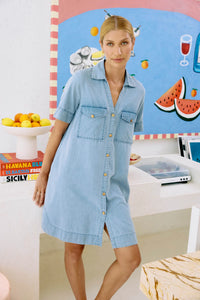 Melenia Denim Shirt Dress | Denim