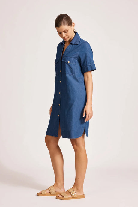 Melenia Denim Shirt Dress | Indigo