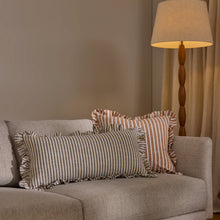 Load image into Gallery viewer, Ruffles Black Natural Stripe Cushion 35 x70cm
