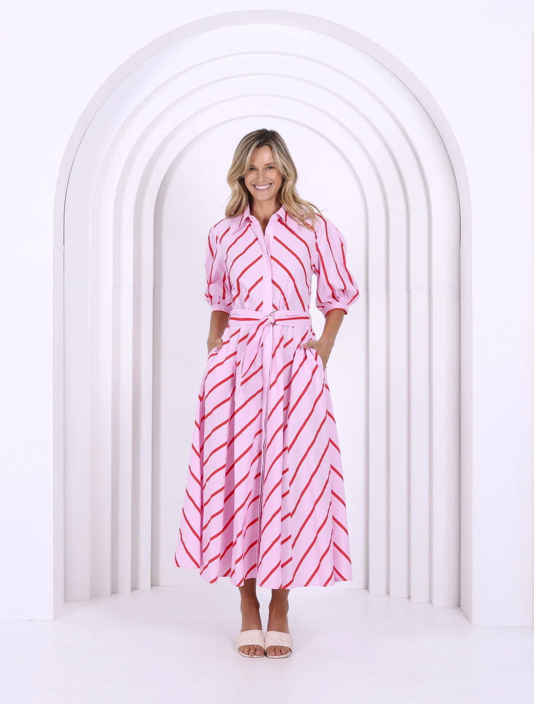 Bianca Dress in Pink and Red