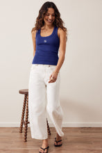 Load image into Gallery viewer, Zoe Contour Rib Scoop Tank | Polo Blue/Butter Monogram