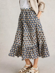 Ariel Mix Print Midi Skirt