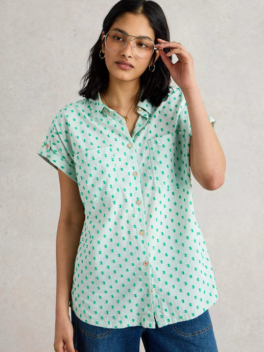 Ellie Organic Cotton Shirt | Green Multi