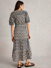 Load image into Gallery viewer, Ariel Tiered Woven Dress | Navy Print