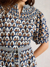 Load image into Gallery viewer, Ariel Tiered Woven Dress | Navy Print