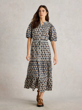 Load image into Gallery viewer, Ariel Tiered Woven Dress | Navy Print