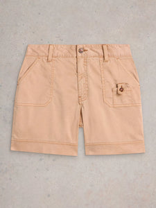Mollie Combat Denim Shorts | Light Tan