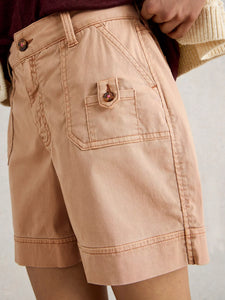 Mollie Combat Denim Shorts | Light Tan