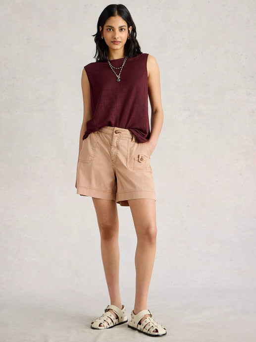 Mollie Combat Denim Shorts | Light Tan