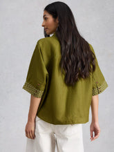 Load image into Gallery viewer, Cassie Linen Shirt | Green Print