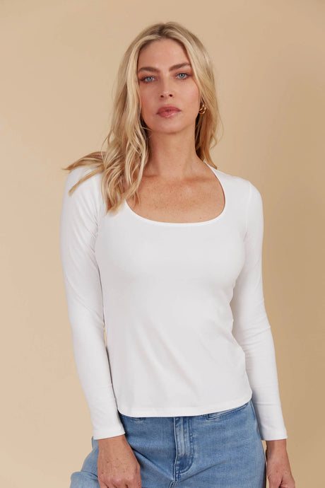 Naria Scoop Neck Top | Ivory