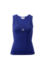 Load image into Gallery viewer, Zoe Contour Rib Scoop Tank | Polo Blue/Butter Monogram
