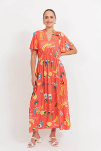 Cabana V Neck Dress | Brasil Coral