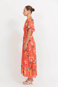 Cabana V Neck Dress | Brasil Coral