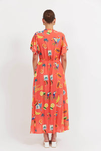 Cabana V Neck Dress | Brasil Coral