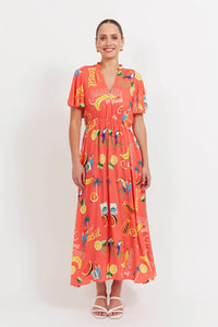 Cabana V Neck Dress | Brasil Coral