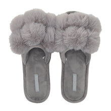 Load image into Gallery viewer, Cosy Luxe Pom Pom Slippers | Grey