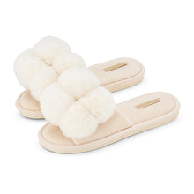 Load image into Gallery viewer, Cosy Luxe Pom Pom Slippers | Ivory