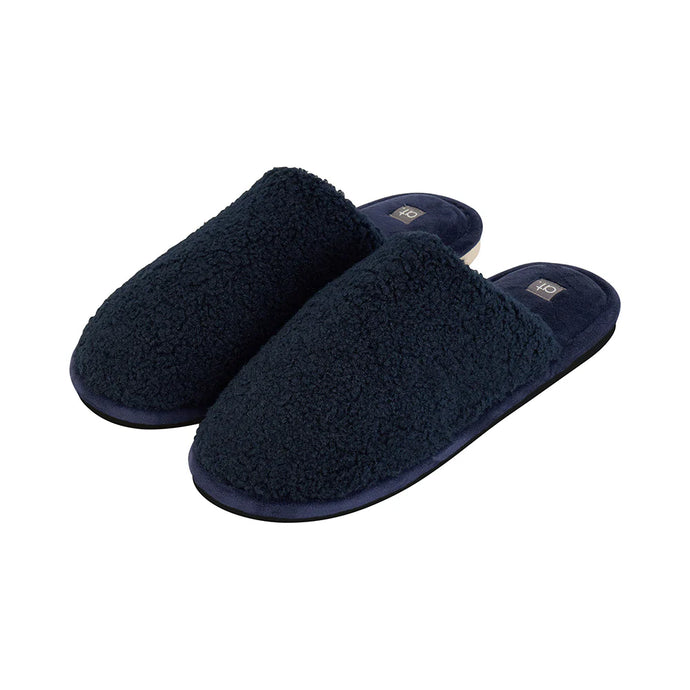 Cosy Men's Sherpa Slippers | Navy