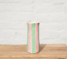 Load image into Gallery viewer, Pink &amp; Green Stripe Vase