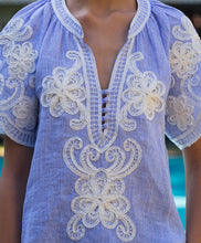 Load image into Gallery viewer, Azalea Top | Blue Stripe Linen