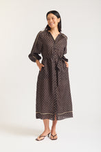 Load image into Gallery viewer, Antonia Ramie Dress in Choc/Beige