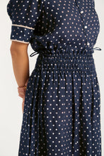 Load image into Gallery viewer, Ruby Ramie Shirt in Navy/Ivory Spot