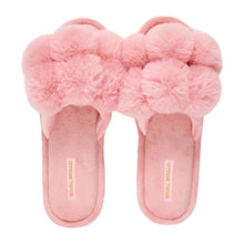 Load image into Gallery viewer, Cosy Luxe Pom Pom Slippers | Pink Lemonade