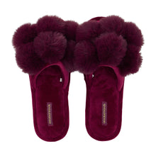 Load image into Gallery viewer, Cosy Luxe Pom Pom Slippers | Mulberry