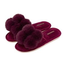 Load image into Gallery viewer, Cosy Luxe Pom Pom Slippers | Mulberry
